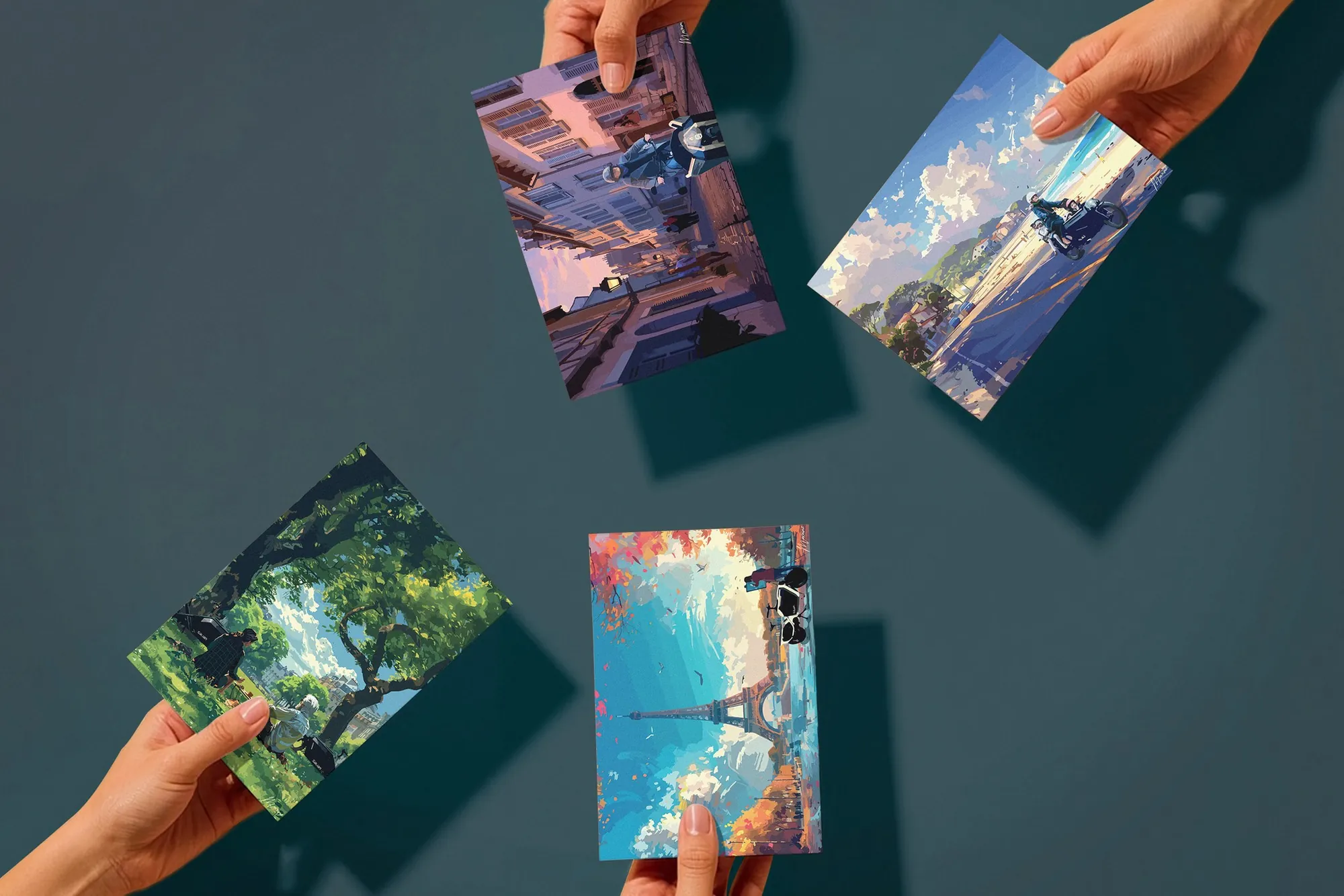 Cartes postales Galian tenues en main