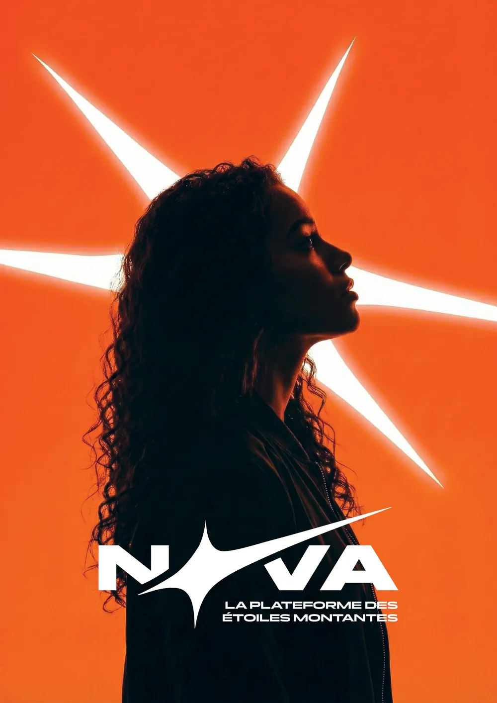 Affiche Nova, silhouette sur fond orange