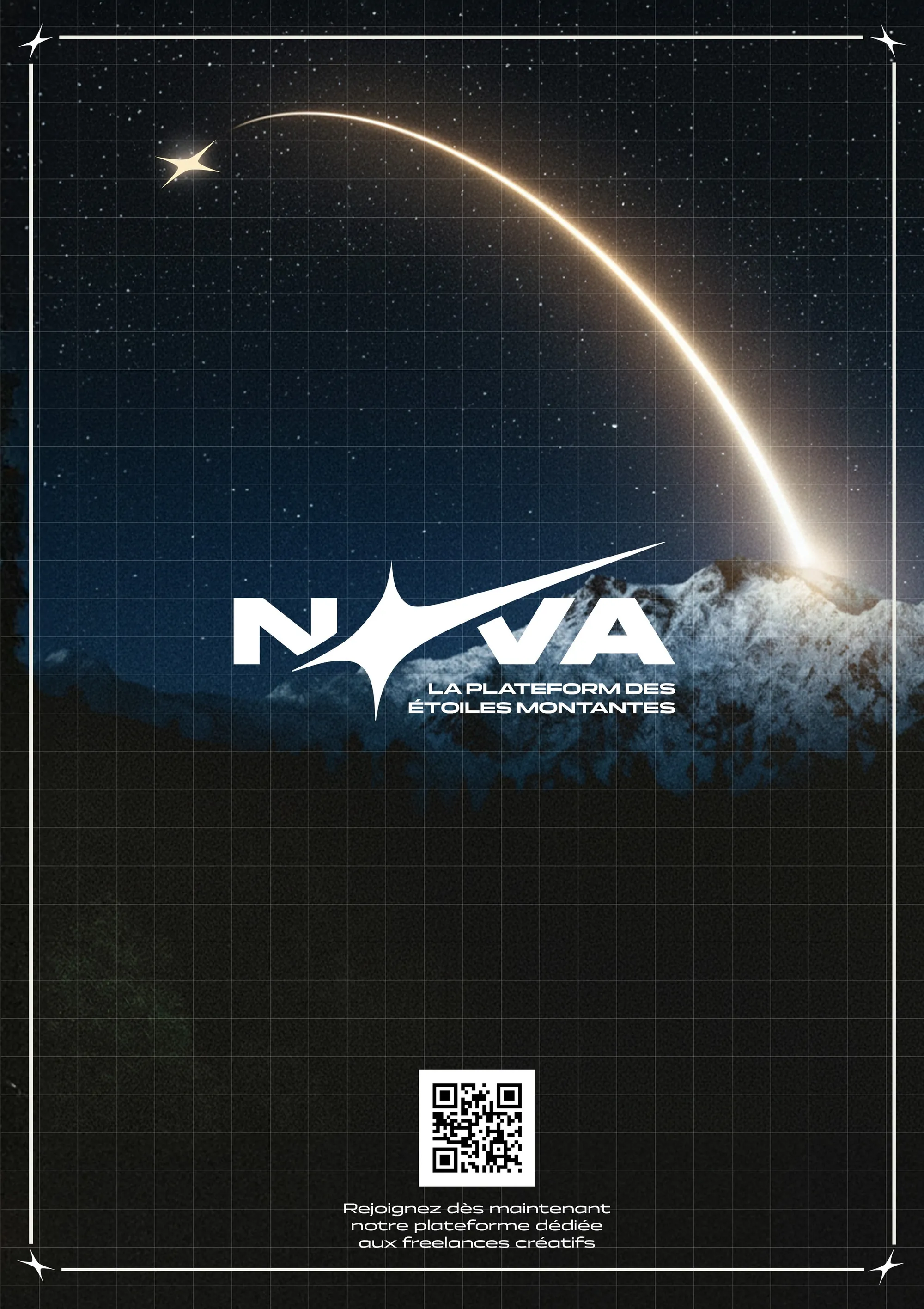 Affiche Nova, une étoile filante au-dessus des montagnes