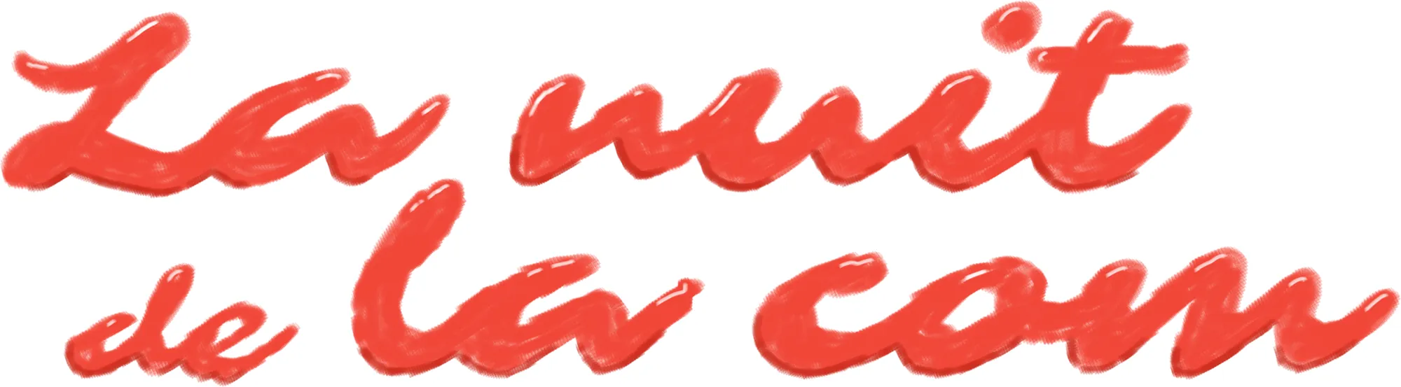 Le titre La Nuit de la Com' en lettres rouges